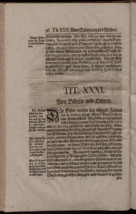 Tit. XXXI. Von Bibern und Ottern. - Tit. XL. Heydereuter-Eyd.