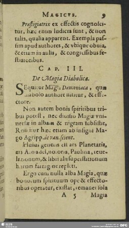 Cap. III. De Magia Diabolica