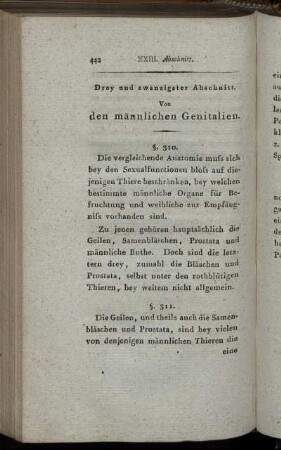 Drey und zwanzigster Abschnitt. Von den männlichen Genitalien
