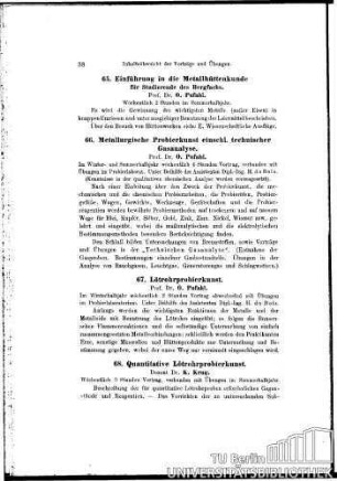 66. Metallurgische Probierkunst einschl. techn. Gasanalyse