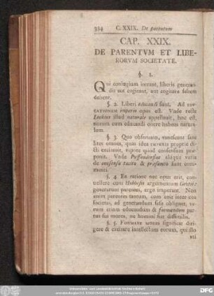 Cap. XXIX. De Parentum Et Liberorum Societate.