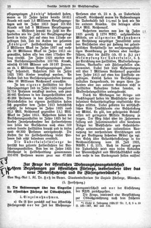 Zur Frage der öffentlichen Wohnungszwangswirtschaft in ihren Beziehungen zur öffentlichen Fürsorge, insbesondere über das neue Mieterschutzrecht und die Fürsorgeverbände