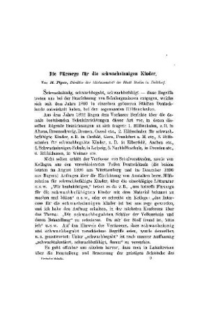 Die Fürsorge für die schwachsinnigen Kinder