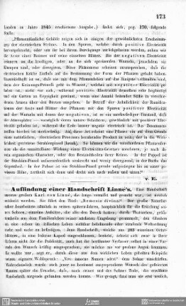 Auffindung einer Handschrift Linné's.