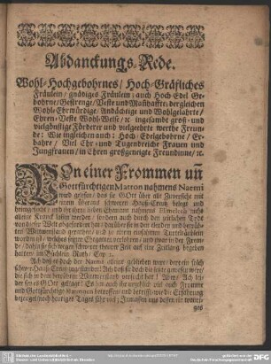 Abdankung : Abdanckungs-Rede