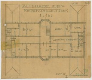 Fischer, Theodor; München; Kleinkinderschule Alte Haide - Grundriss 1. OG