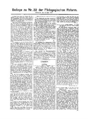 Fortsetzung aus dem Hauptblatt : Beilage zu Nr. [23] der Pädagogischen Reform