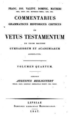 In: Commentarius Grammaticus Criticus In Vetus Testamentum ; Band 4