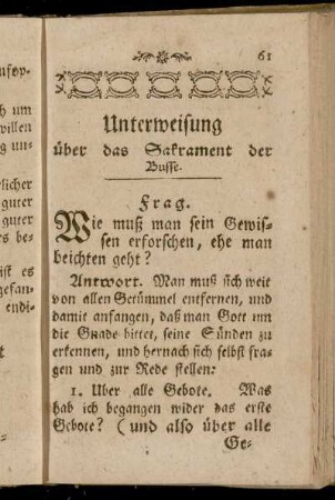 Unterweisung über das Sakrament der Busse.