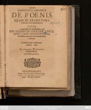 Disputatio Iuridica De Poenis