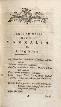 Christoph. Wilhelm. Iac. Gattereri Breviarivm Zoologiae, Pars I. Mammalia