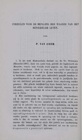 Formulen voor de bepaling der waarde van het menschelijk leven.