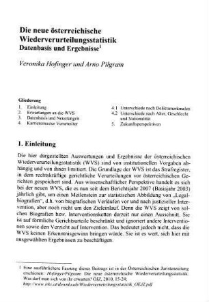 435-446, Die neue österreichische Wiederverurteilungsstatistik. Datenbasis und Ergebnisse
