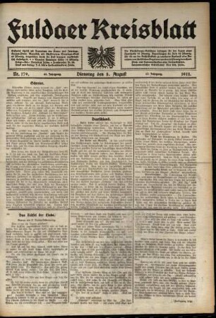 Ausgabe vom Dienstag, den 08. August 1911.