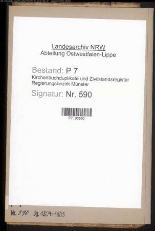 Kirchenbuchduplikat der katholischen Gemeinde Herzfeld (GHT 1804-1805). (Gemeinde: Herzfeld, katholische Gemeinde)