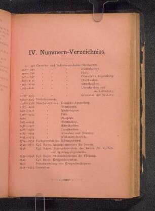 IV. Nummern-Verzeichniss.