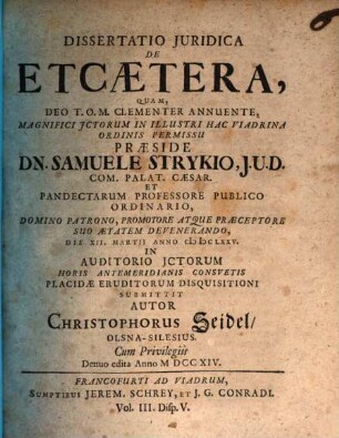 Diss. iur. de etcaetera