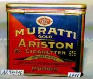 Blechdose für 20 Stück "MURATTI GOLD ARISTON CIGARETTEN"