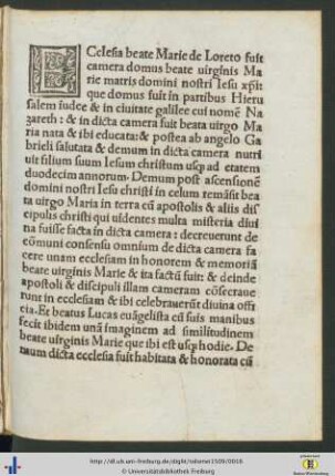 Translatio miraculosa Ecclesie beate Marie virginis de Loreto.