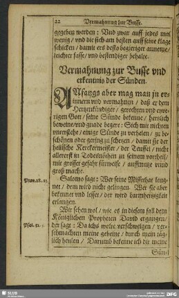 Vermahnung zur Busse und erkentnis der Sünden