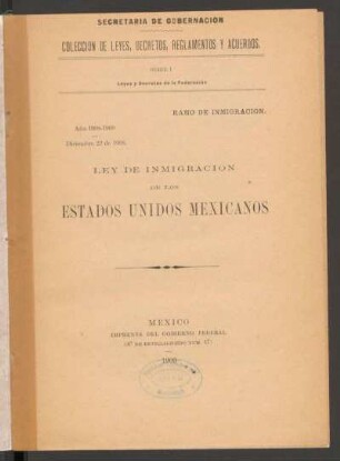 Ley de inmigración de los Estados Unidos Mexicanos