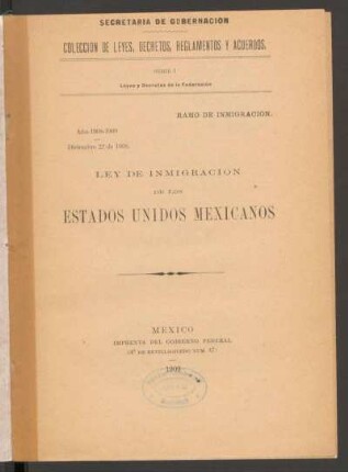 Ley de inmigración de los Estados Unidos Mexicanos