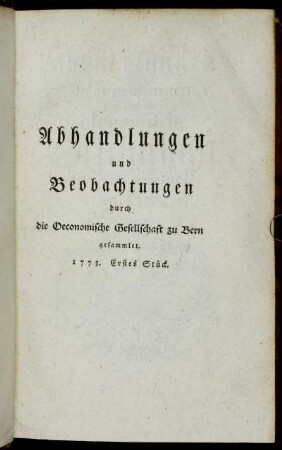 1773. Erstes Stück