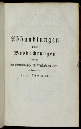 1773. Erstes Stück