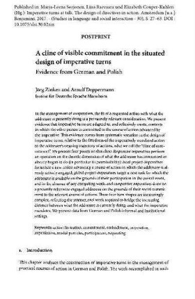 A cline of visible commitment in the situated design of imperative turns. Evidence from German and Polish