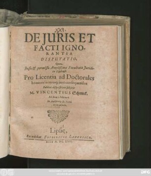 De Iuris Et Facti Ignorantia Disputatio