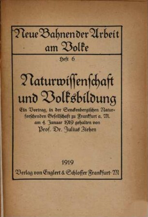 Naturwissenschaft und Volksbildung