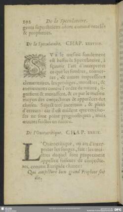 De l´ Onirocritique. Chap. XXXIX.