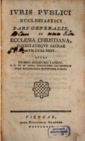 Iuris publici ecclesiastici Pars generalis