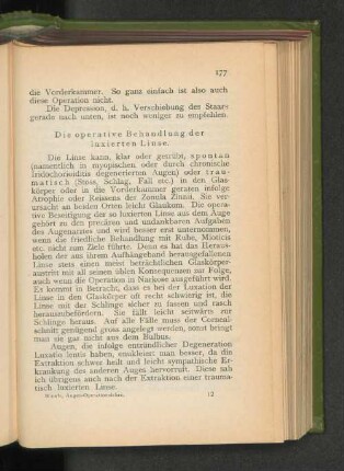 Die operative Behandlung der luxierten Linse.