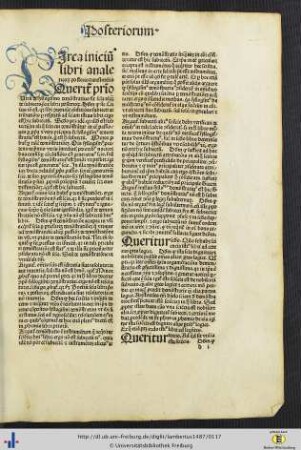 Primus Liber Posteriorum.