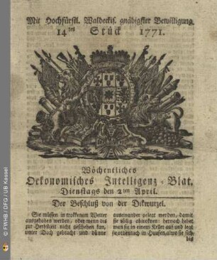 14tes Stück, Dienstags den 2ten April 1771