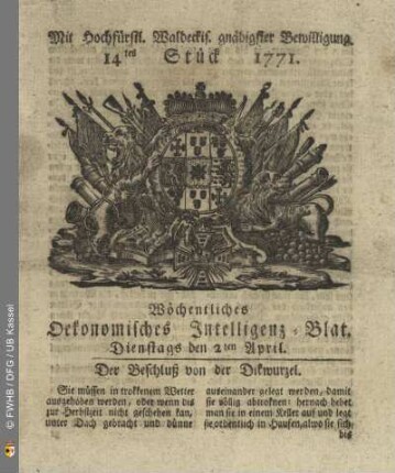 14tes Stück, Dienstags den 2ten April 1771