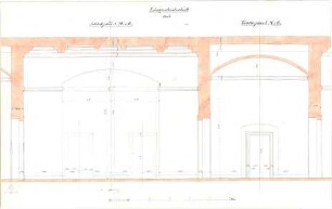 Gärtner, Friedrich von; Athen (Griechenland); Königliche Residenz (Athener Schloss) - Schlafzimmer u. Toilettenzimmer (Längsschnitt)