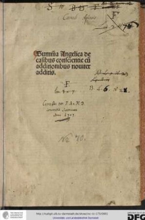 Summa angelica de casibus conscientie cum additionibus noviter additis