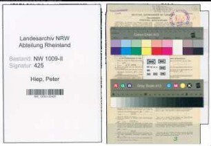 Entnazifizierung Peter Hiep , geb. 07.04.1901 (Postschaffner)