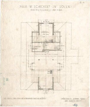 Fischer, Theodor; München - Solln; Haus Schickert - Grundriss DG