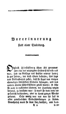 Vorerinnerung statt einer Einleitung.