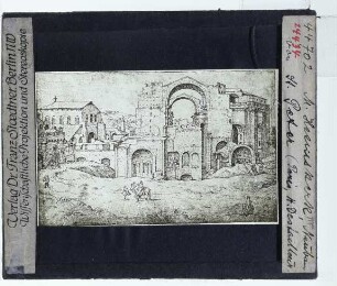 Heemskerck, Baustelle der Peterskirche in Rom von Norden (Berlin KstK 79 D 2, fol. 15v)