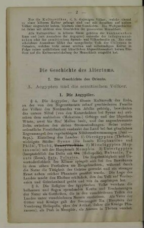 A. Aegypten und die semitischen Völker