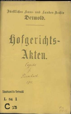 Capelle, Hermann in Horn gegen Johann Henrich Persebach - Beleidigung