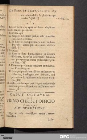 Caput Octavum. De Trino Christi Officio Eiusque Administratione.