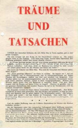 Abwurf-Flugblatt der Alliierten zu den Konsequenzen der Niederlage der deutschen Truppen in Nordafrika