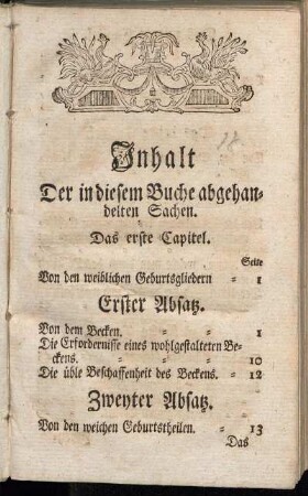 Inhalt der in diesem Buche abgehandelten Sachen.