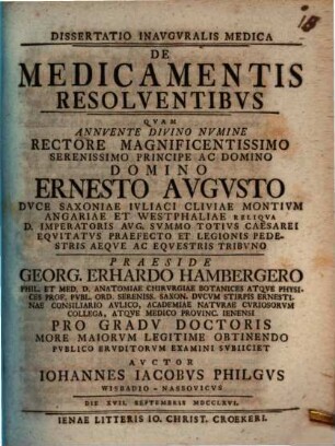 Diss. inaug. med. de medicamentis resolventibus