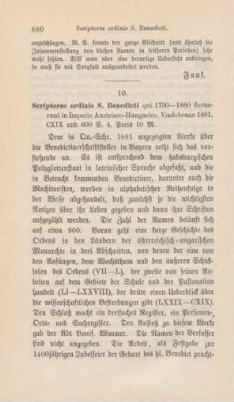680-681 [Rezension] Scriptores Ordinis S. Benedicti qui 1750-1880 fuerunt in Imperio Austriaco-Hungarico